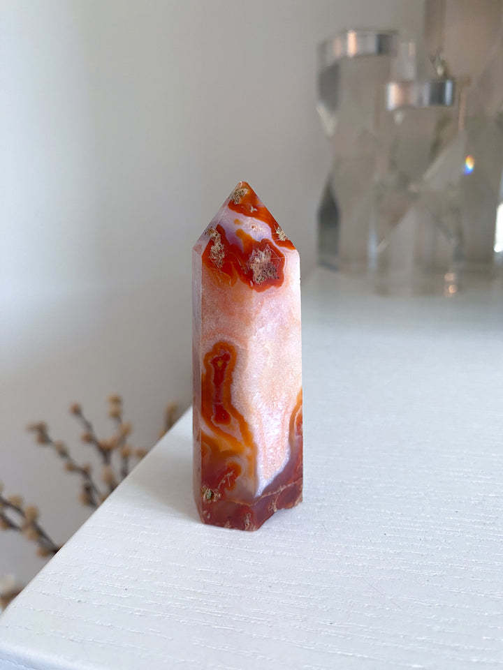 Carnelian & Moss Agate Tower #2 - Get Exact Crystal