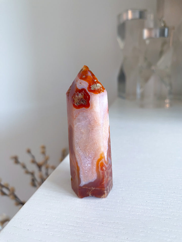 Carnelian & Moss Agate Tower #2 - Get Exact Crystal