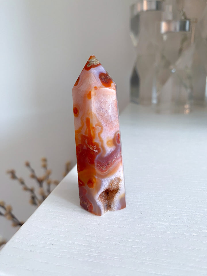 Carnelian & Moss Agate Tower #2 - Get Exact Crystal
