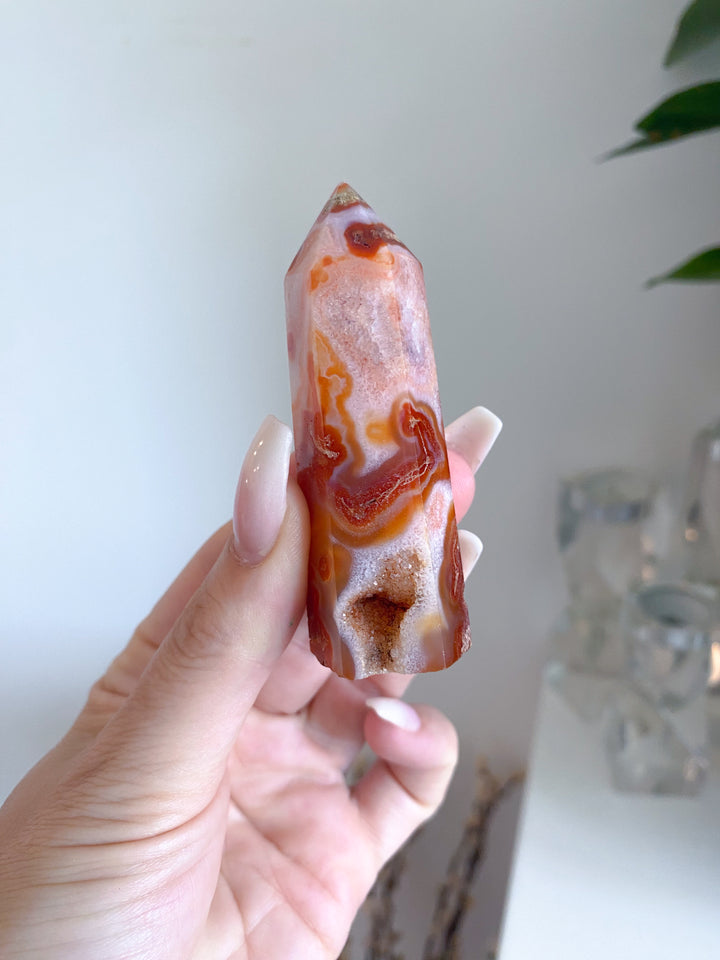 Carnelian & Moss Agate Tower #2 - Get Exact Crystal