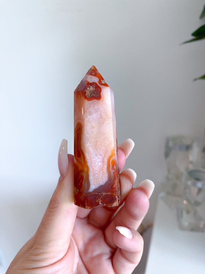 Carnelian & Moss Agate Tower #2 - Get Exact Crystal