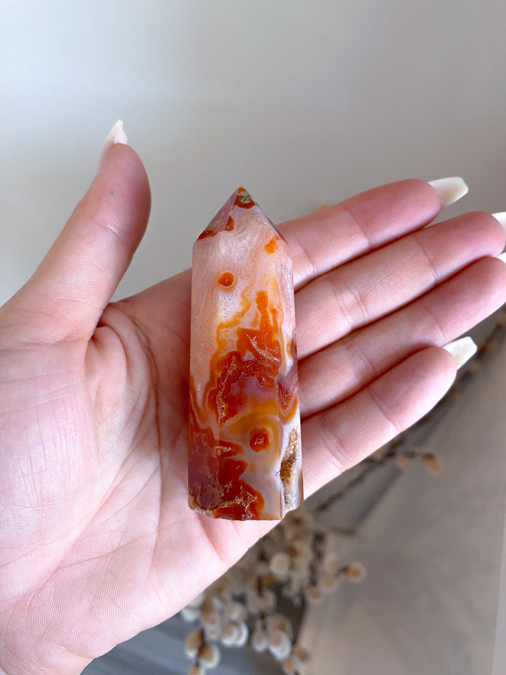 Carnelian & Moss Agate Tower #2 - Get Exact Crystal