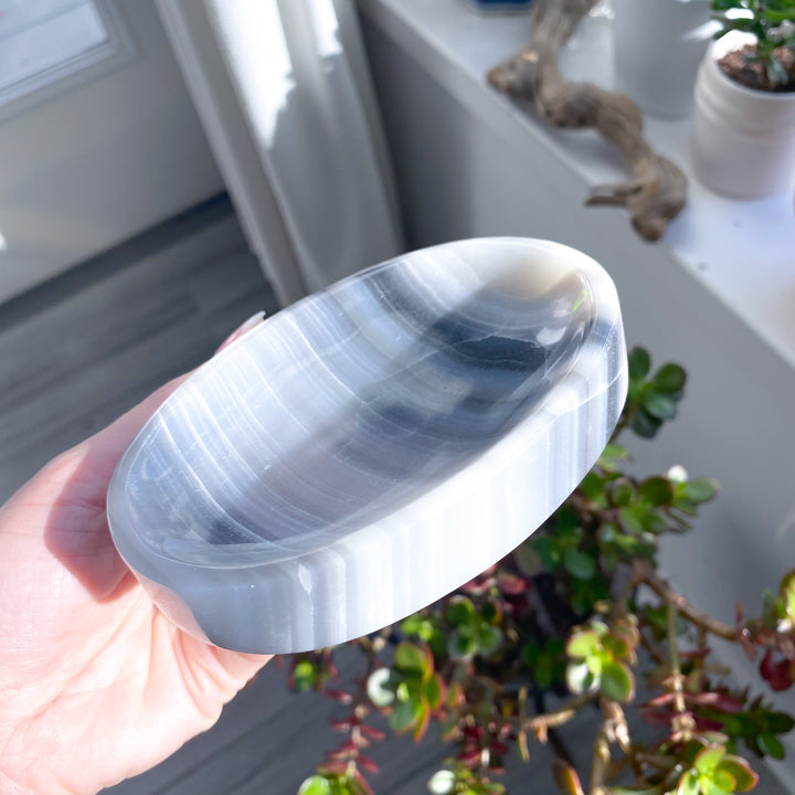 Banded Gray Calcite Dish 