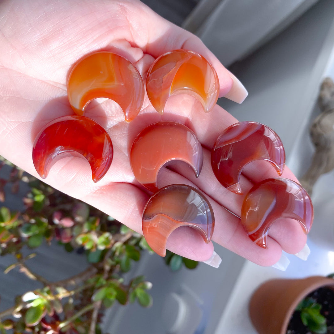 Carnelian Small Moon Carving