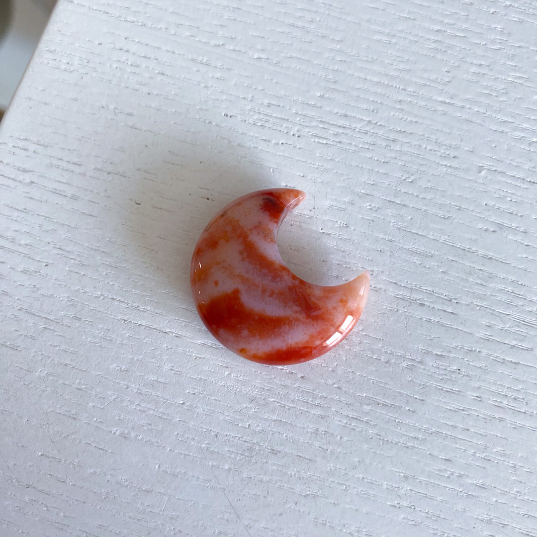 Orange and White Carnelian Small Moon 