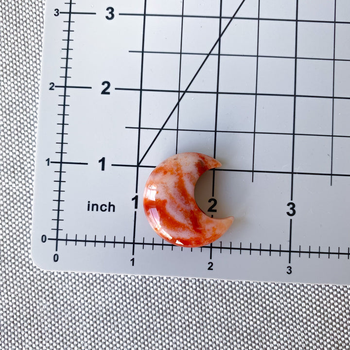 Orange and White Carnelian Small Moon 