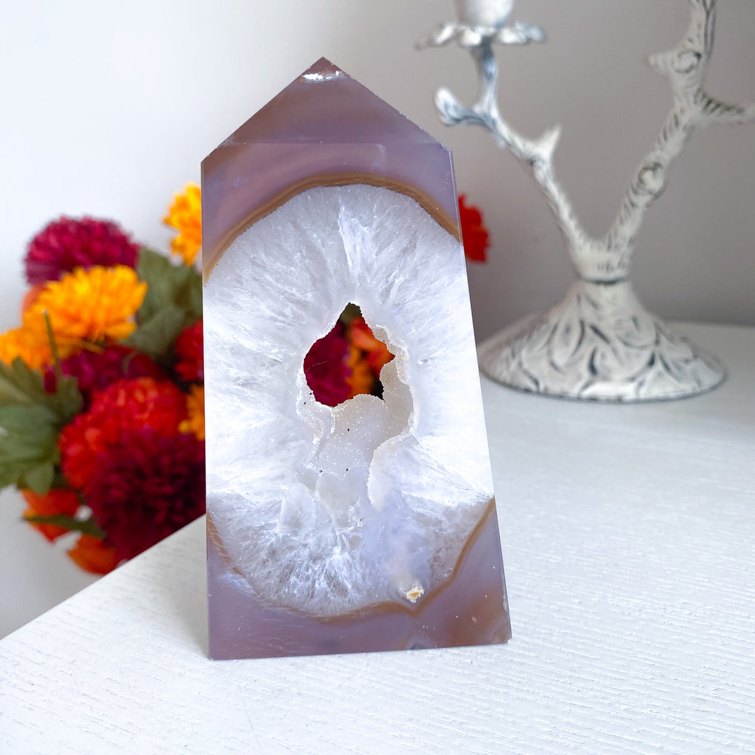 Druzy Agate Standing Slice 