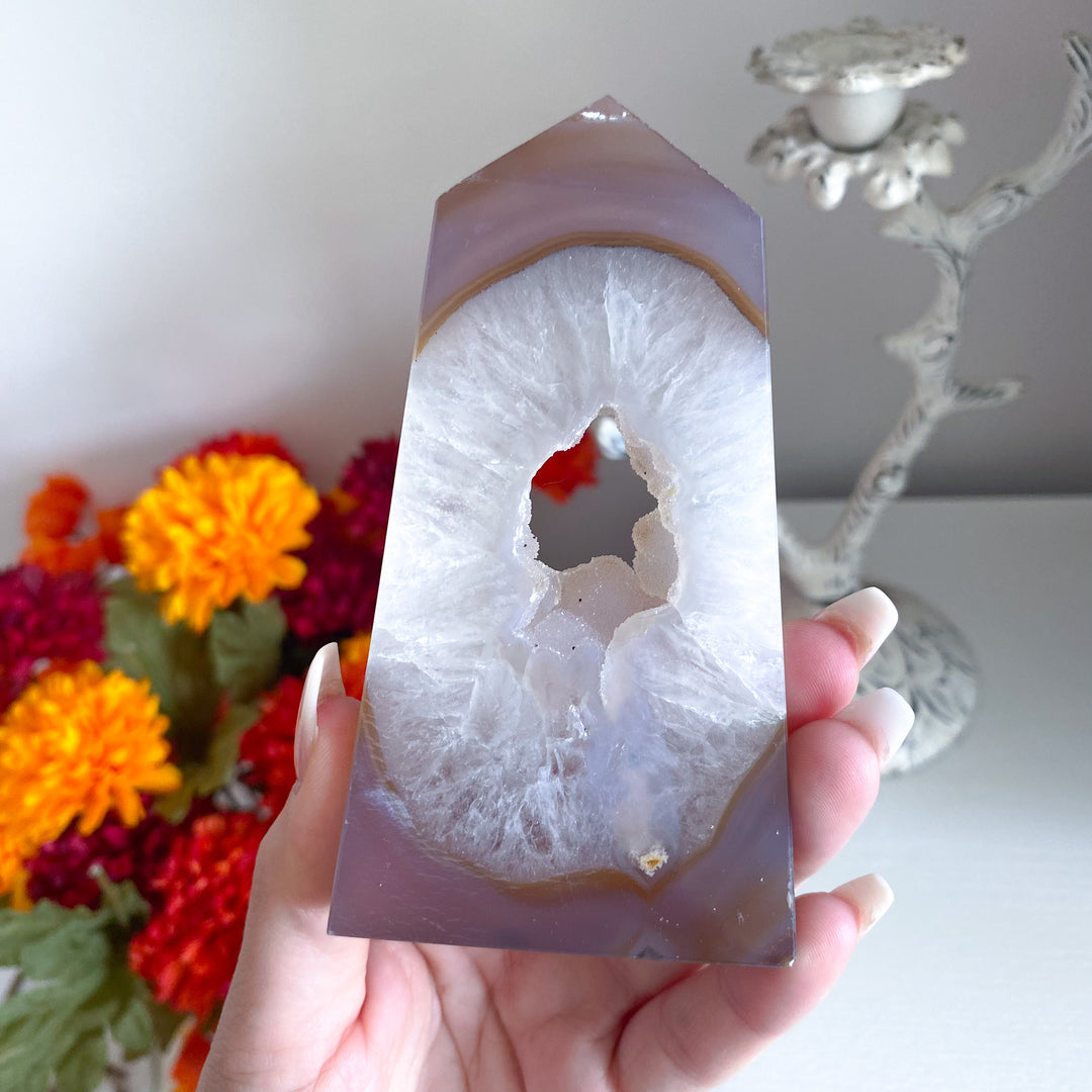 Druzy Agate Standing Slice 