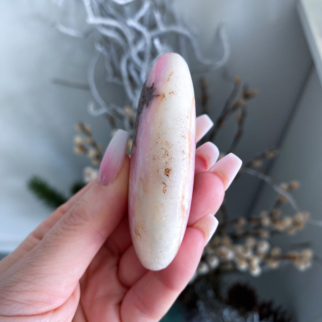 Pink Aragonite Palm Stone #3