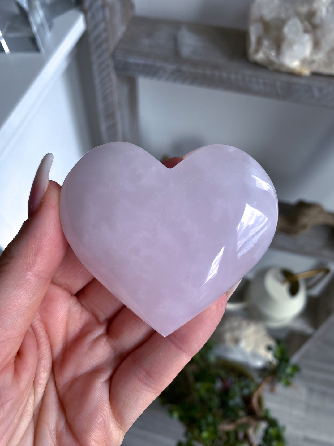 High Quality Pink Calcite Heart Carving 