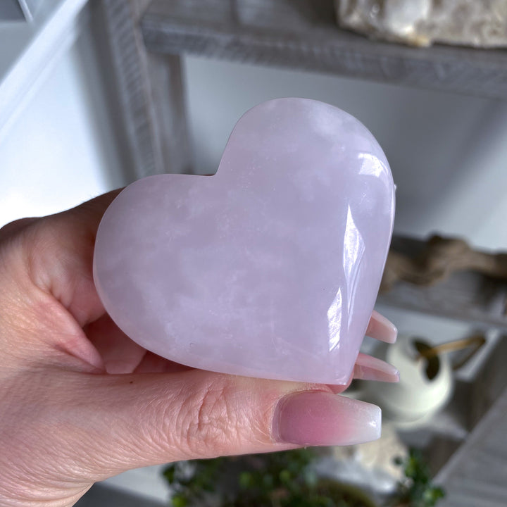 High Quality Pink Calcite Heart Carving 