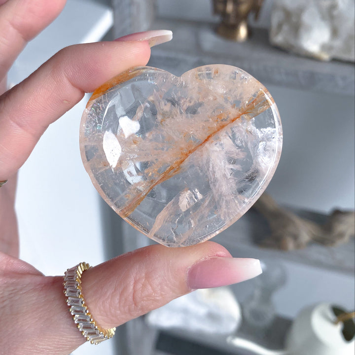 Small Quartz, Hematite Heart Dish