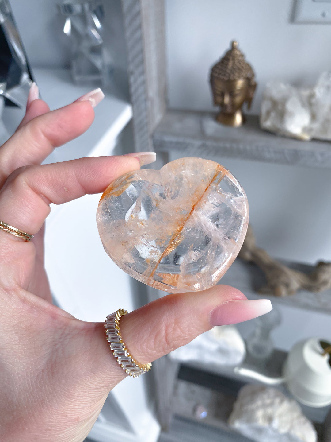 Small Quartz, Hematite Heart Dish