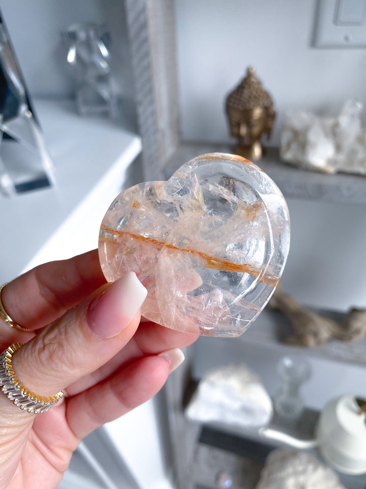 Small Quartz, Hematite Heart Dish