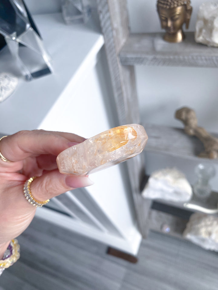 Small Quartz, Hematite Heart Dish
