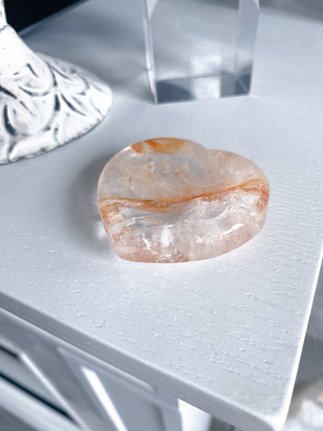 Small Quartz, Hematite Heart Dish