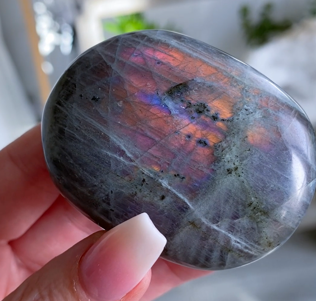 FLASHY Sunset Labradorite Palm Stone - Get Exact Stone
