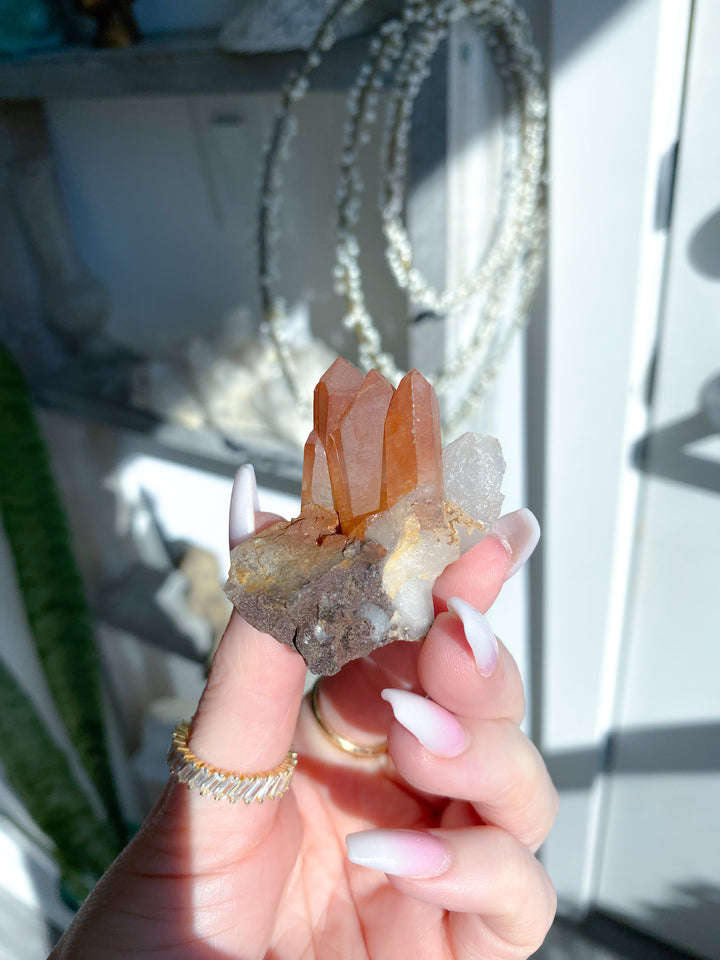 Natural Tangerine Quartz Mini Cluster on Matrix #3