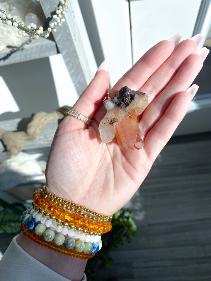 Natural Tangerine Quartz Mini Cluster on Matrix #3