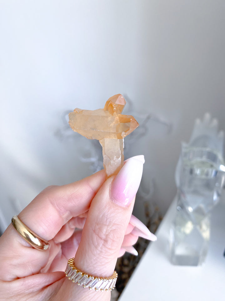 X Marks the Spot Natural Tangerine Quartz Mini Cluster #11