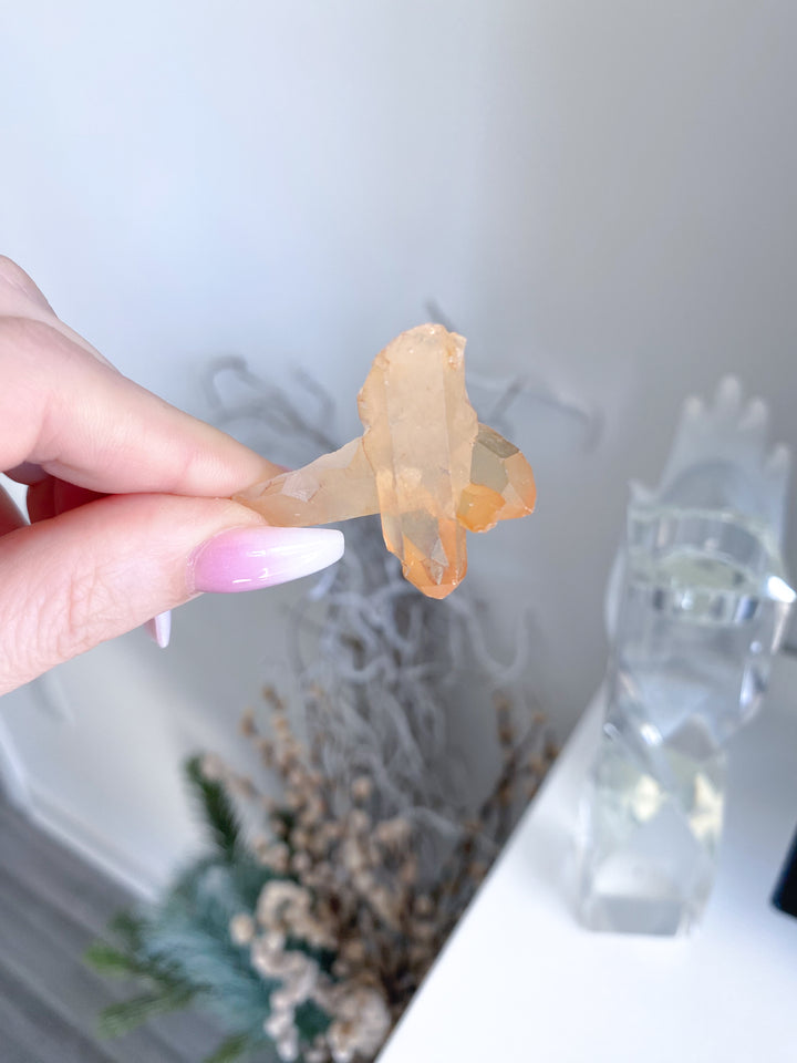 X Marks the Spot Natural Tangerine Quartz Mini Cluster #11