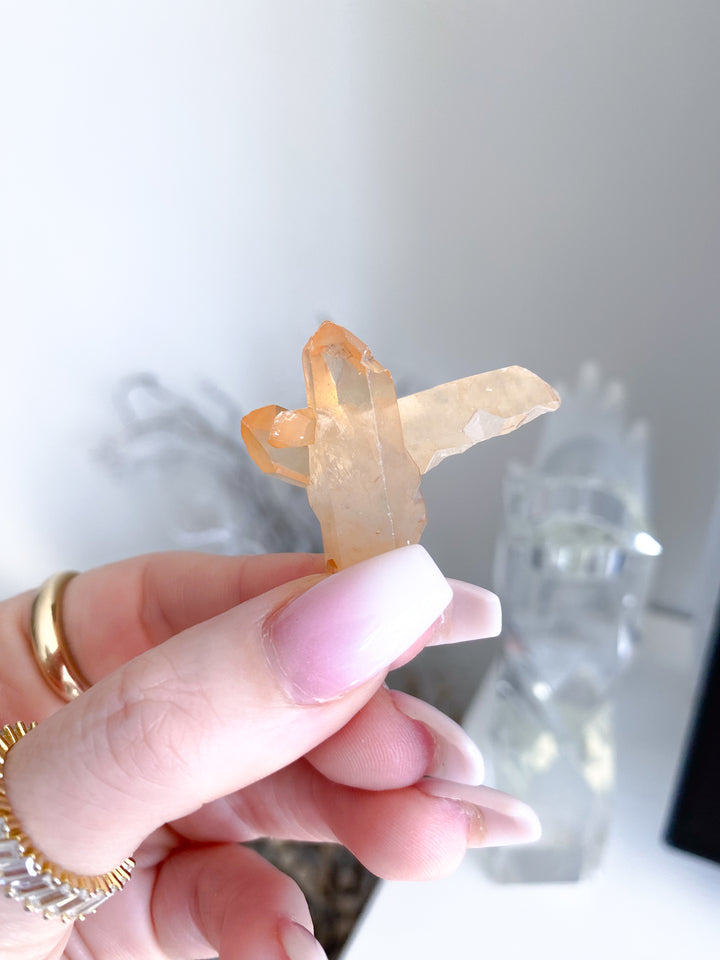 X Marks the Spot Natural Tangerine Quartz Mini Cluster #11