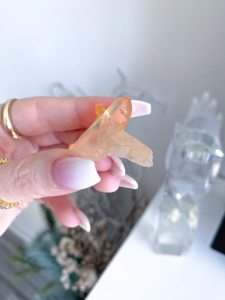 X Marks the Spot Natural Tangerine Quartz Mini Cluster #11