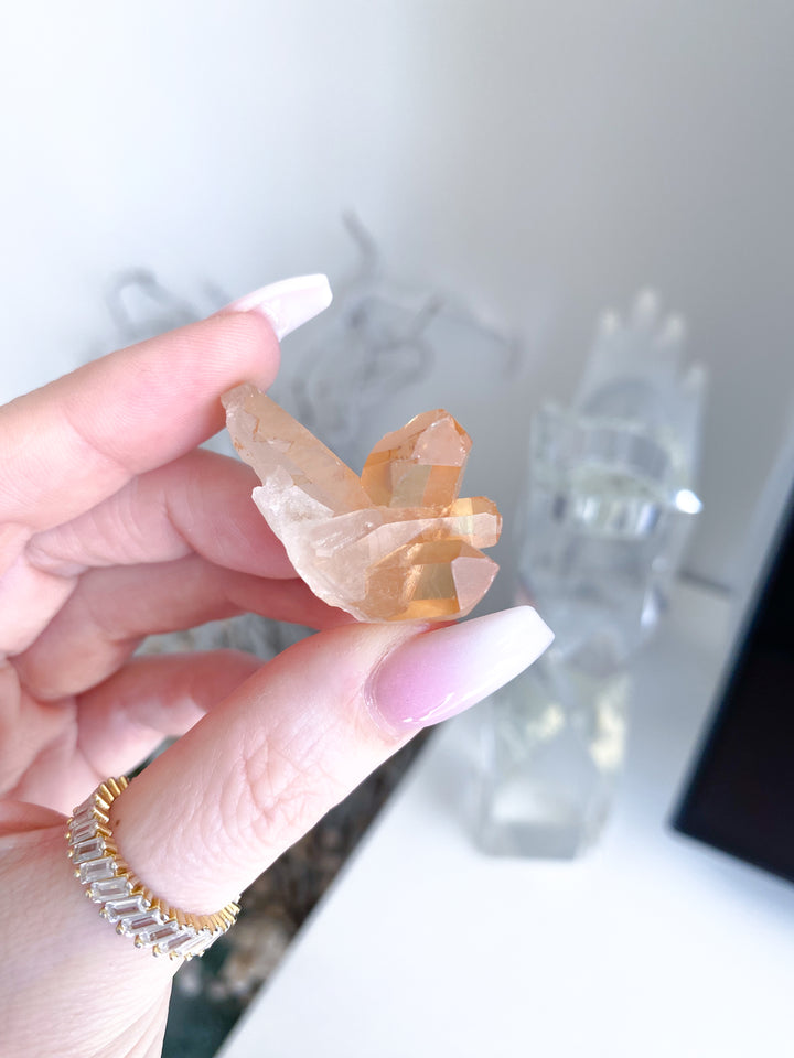 X Marks the Spot Natural Tangerine Quartz Mini Cluster #11