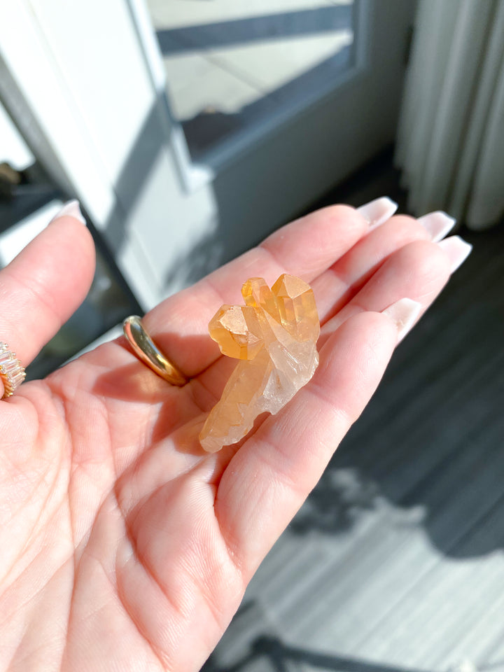 X Marks the Spot Natural Tangerine Quartz Mini Cluster #11