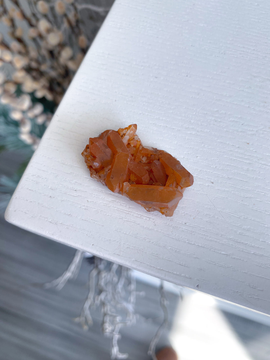 Flat, Thin Natural Tangerine Quartz Mini Cluster #14