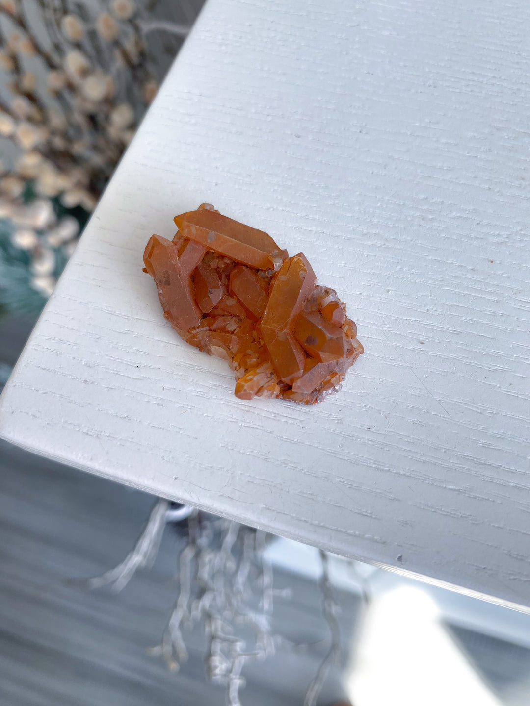 Flat, Thin Natural Tangerine Quartz Mini Cluster #14