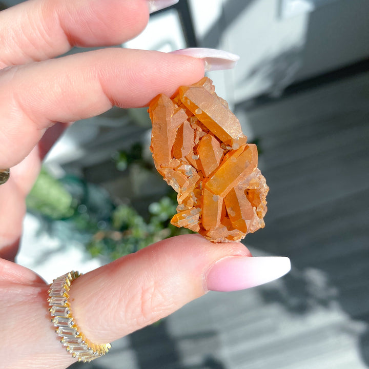 Flat, Thin Natural Tangerine Quartz Mini Cluster #14