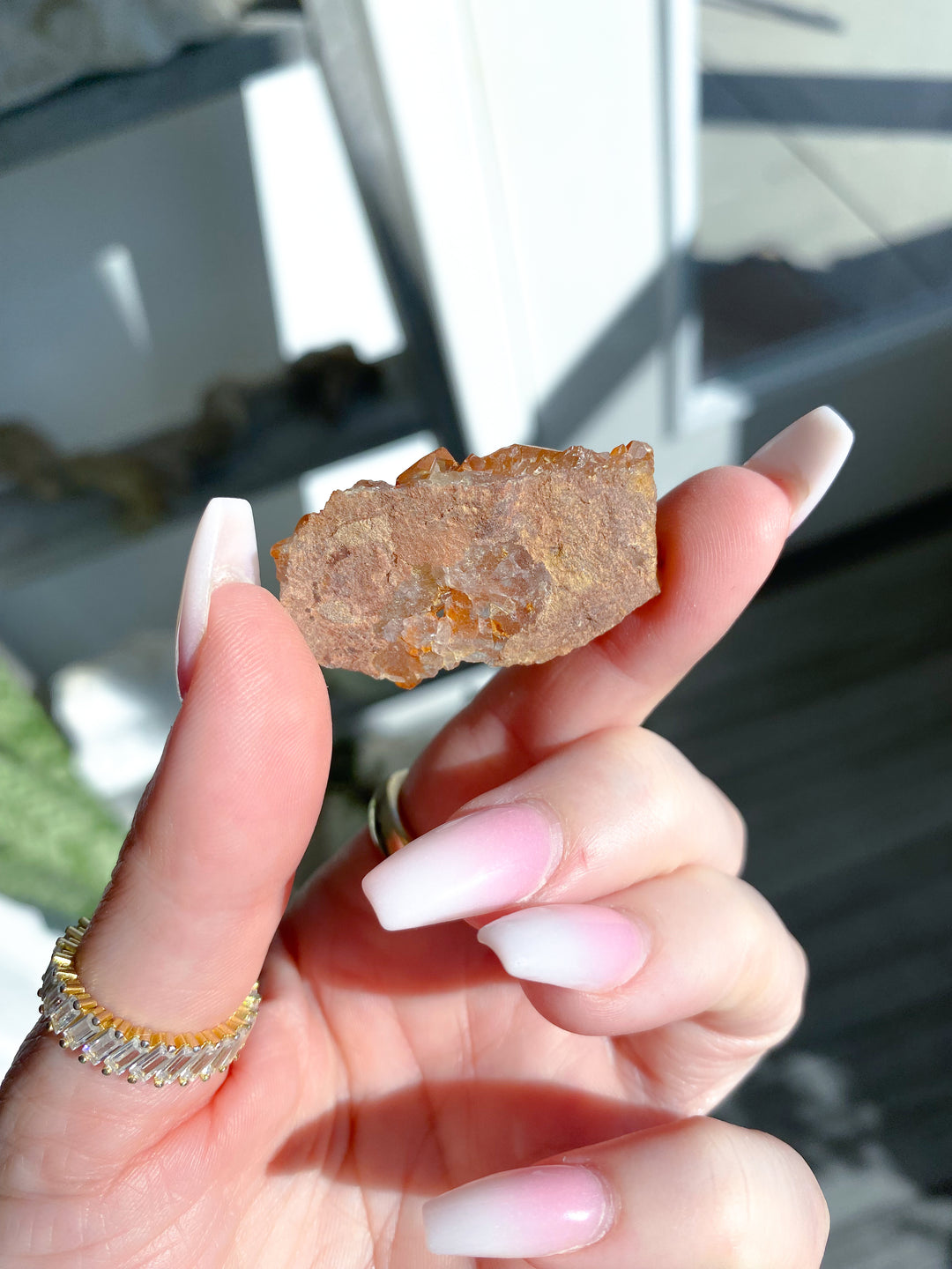 Flat, Thin Natural Tangerine Quartz Mini Cluster #14