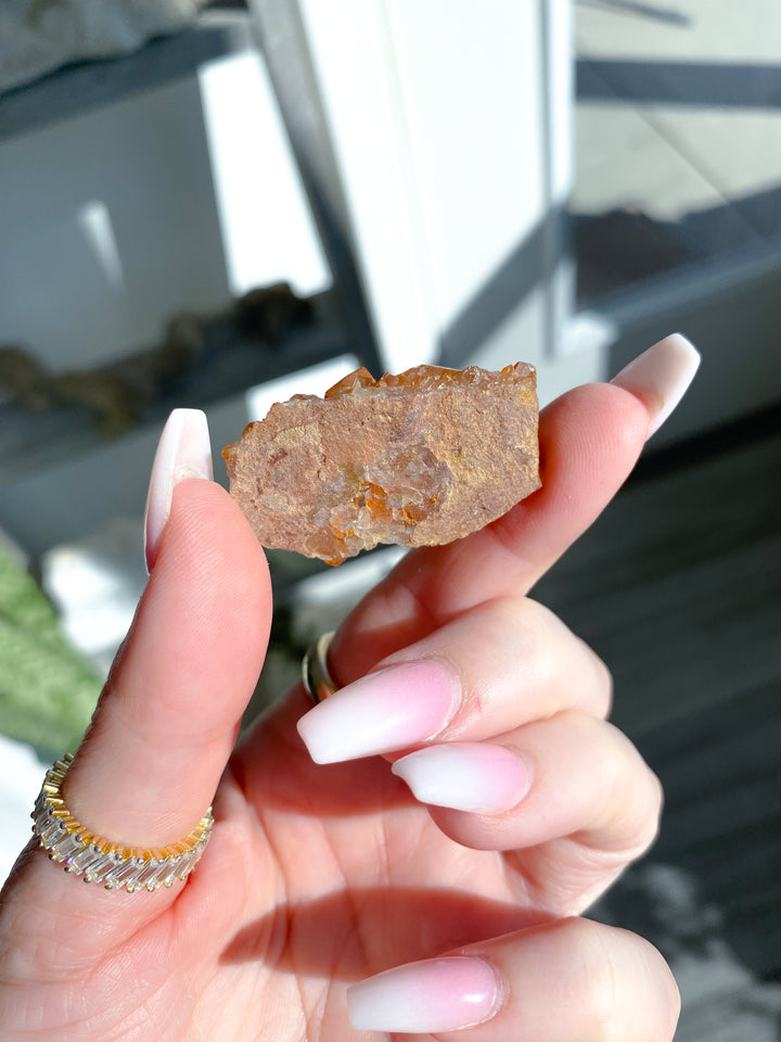 Flat, Thin Natural Tangerine Quartz Mini Cluster #14