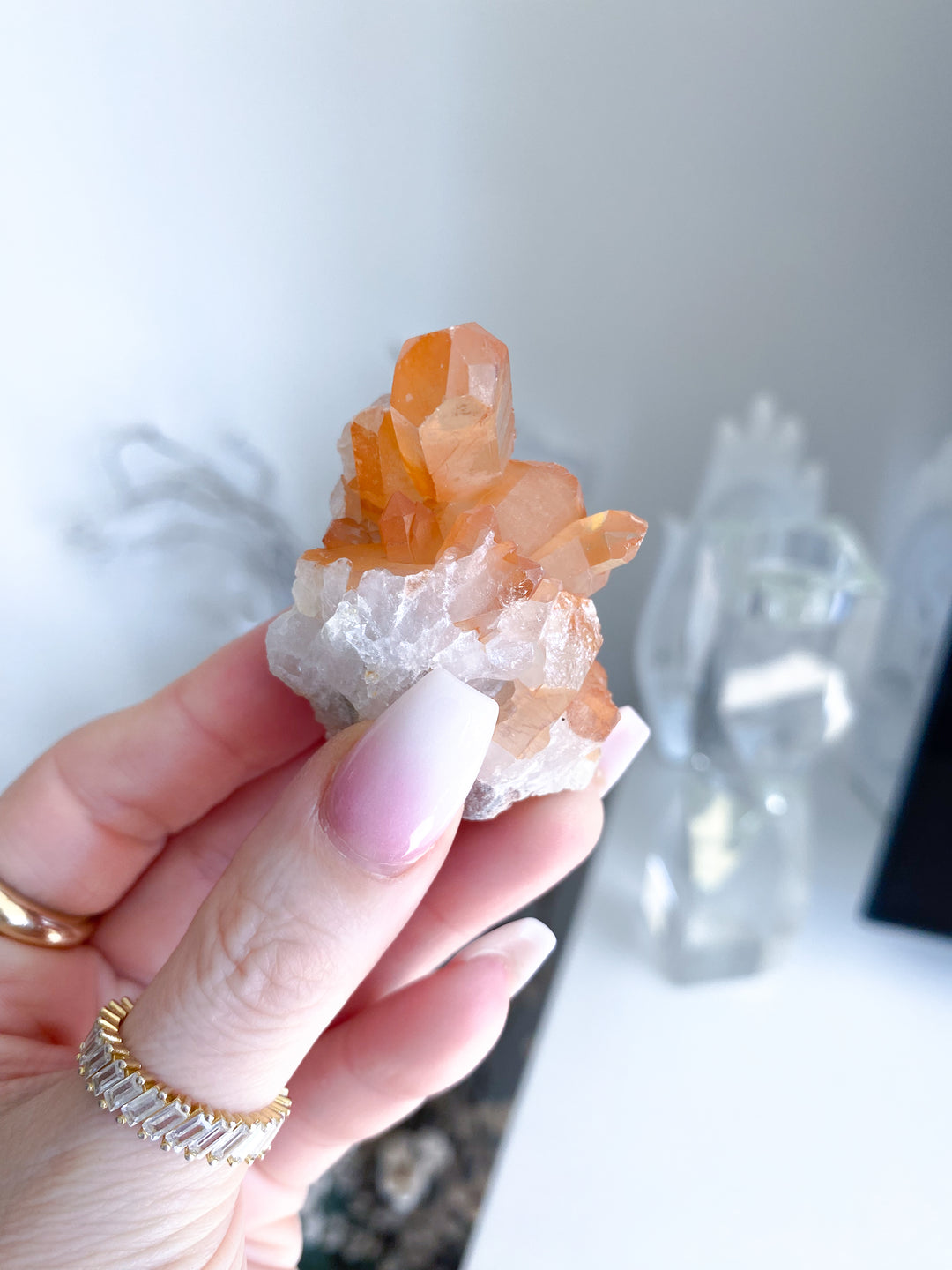 Natural Tangerine Quartz Mini Cluster #15