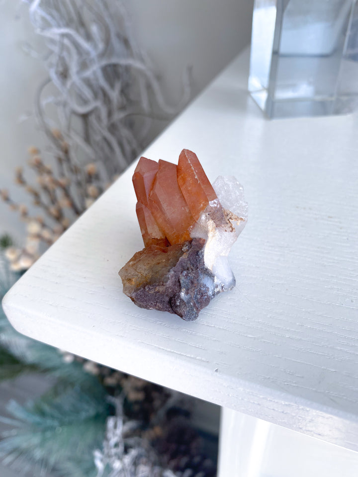 Natural Tangerine Quartz Mini Cluster on Matrix #3