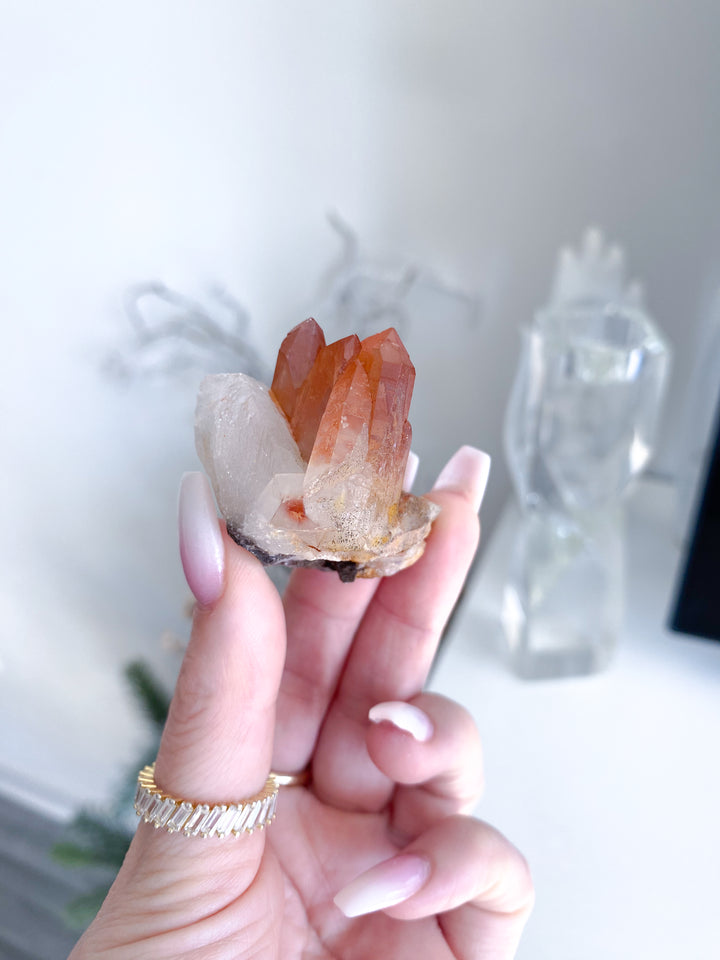 Natural Tangerine Quartz Mini Cluster on Matrix #3