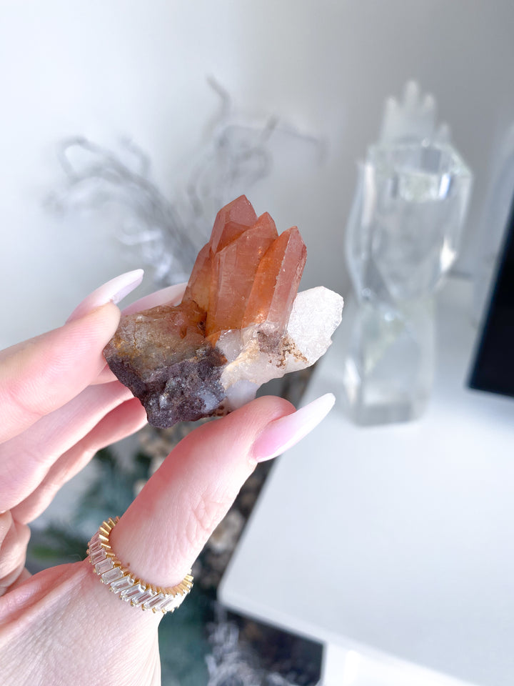 Natural Tangerine Quartz Mini Cluster on Matrix #3