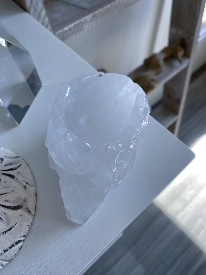 White Quartz Skull Bowl