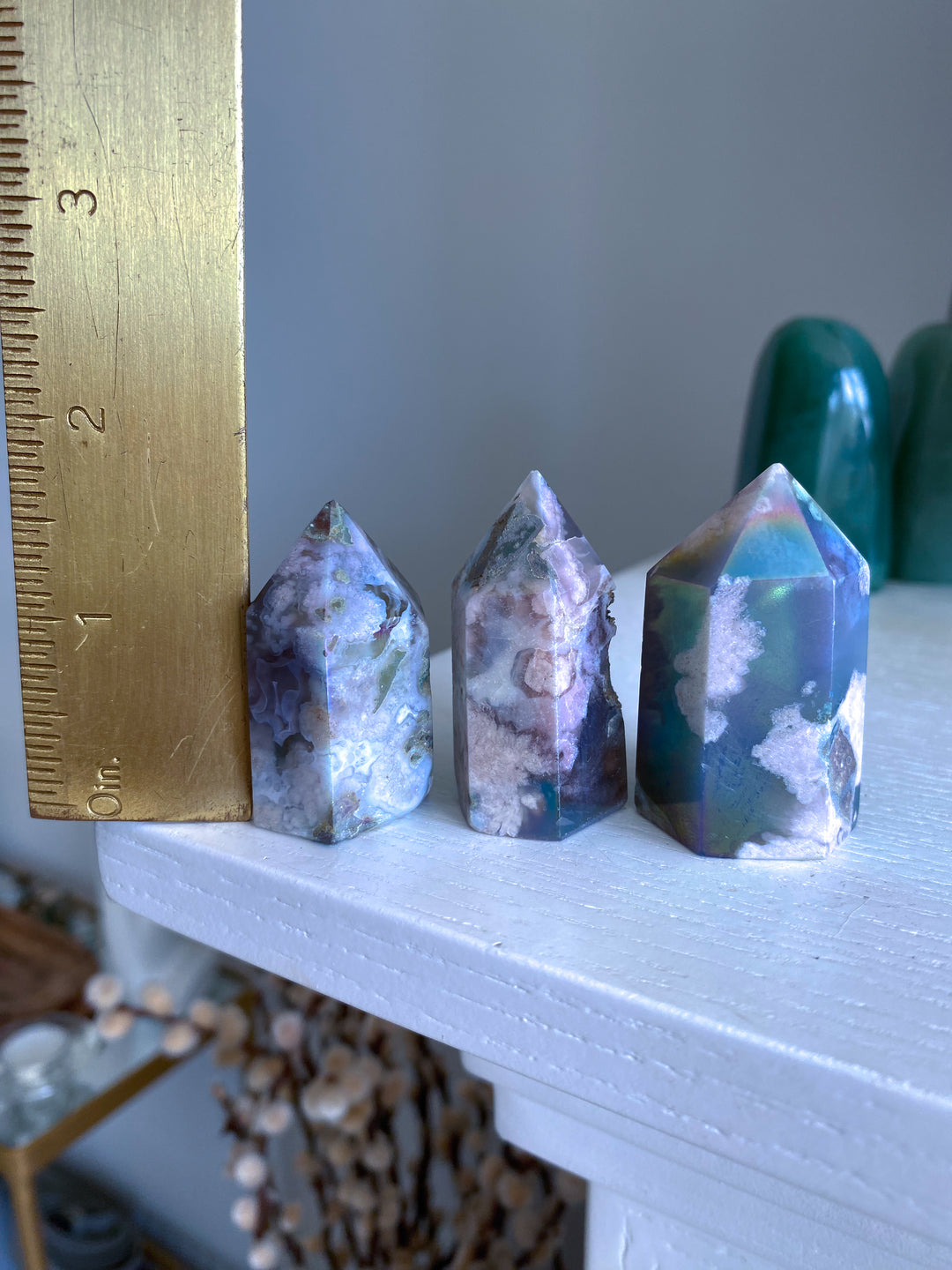 Imperfect Angel Aura Flower Agate Quartz Tower
