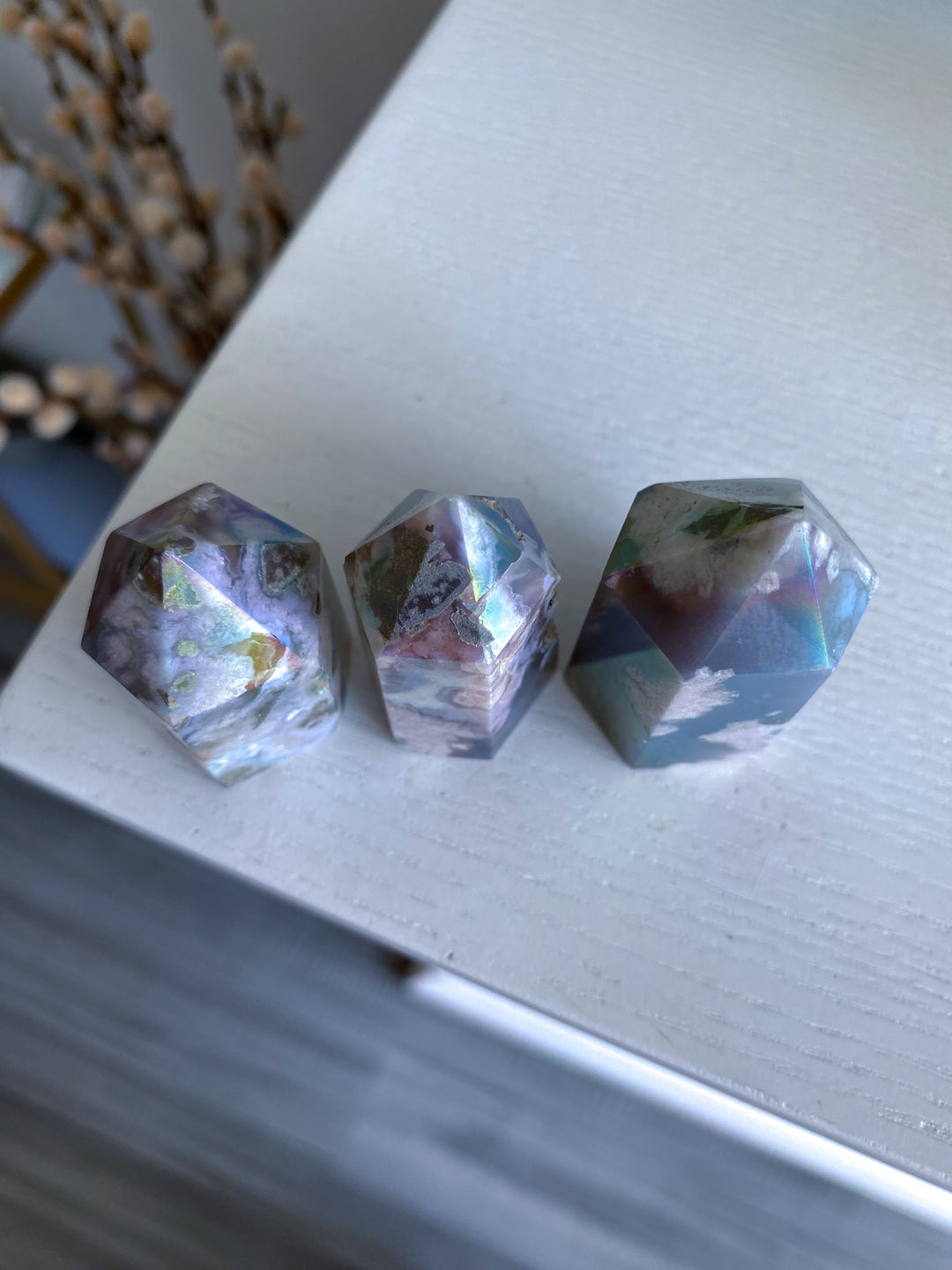 Imperfect Angel Aura Flower Agate Quartz Tower