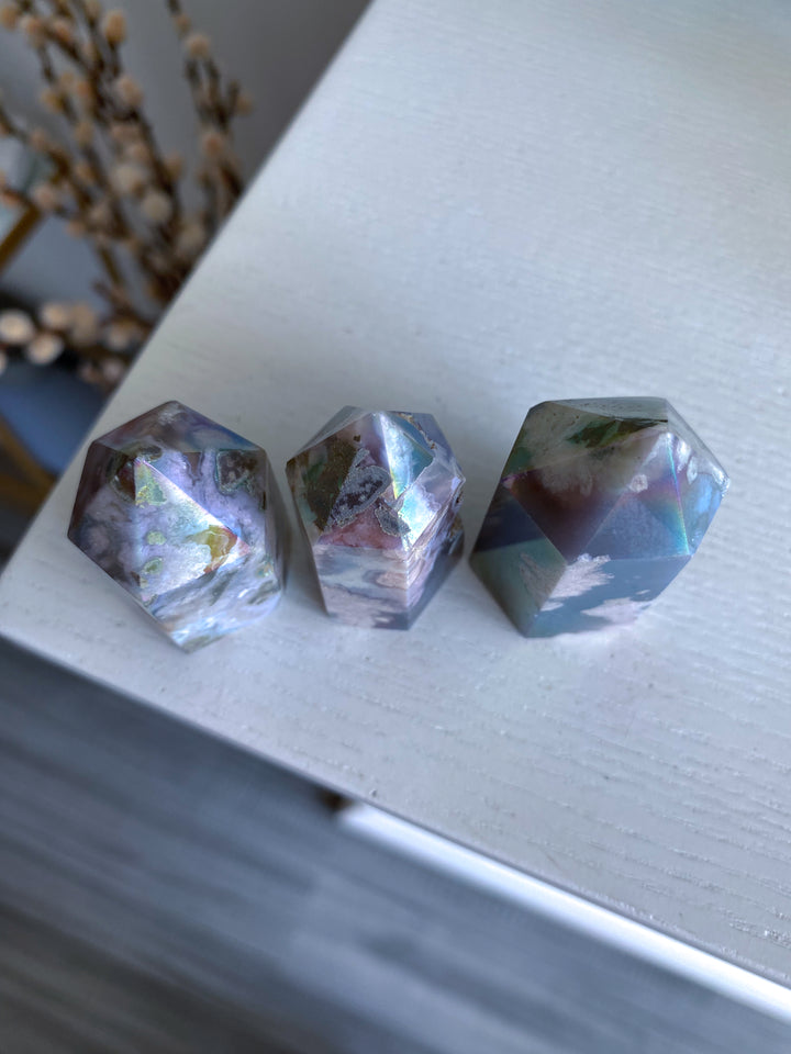 Imperfect Angel Aura Flower Agate Quartz Tower