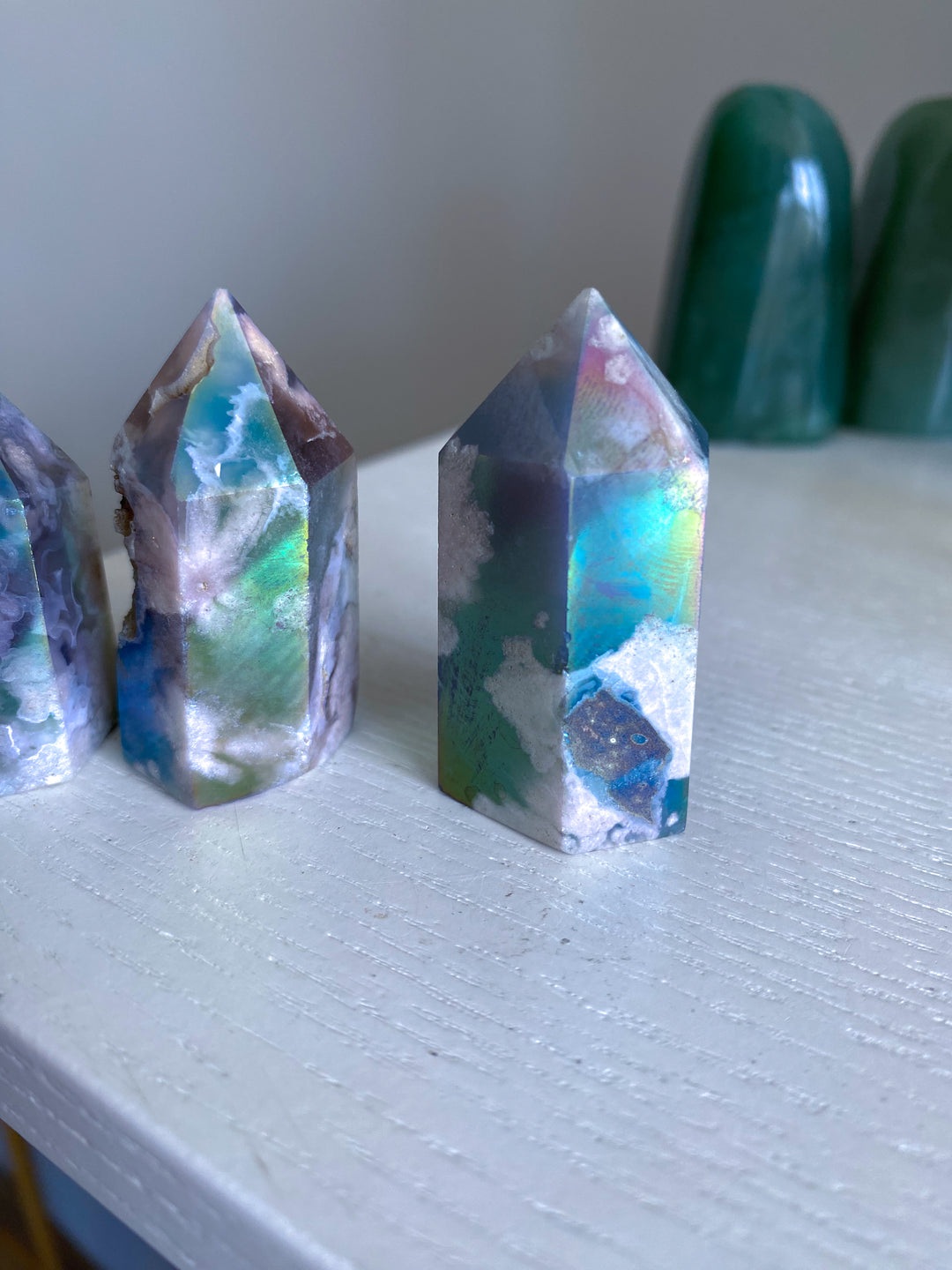 Imperfect Angel Aura Flower Agate Quartz Tower