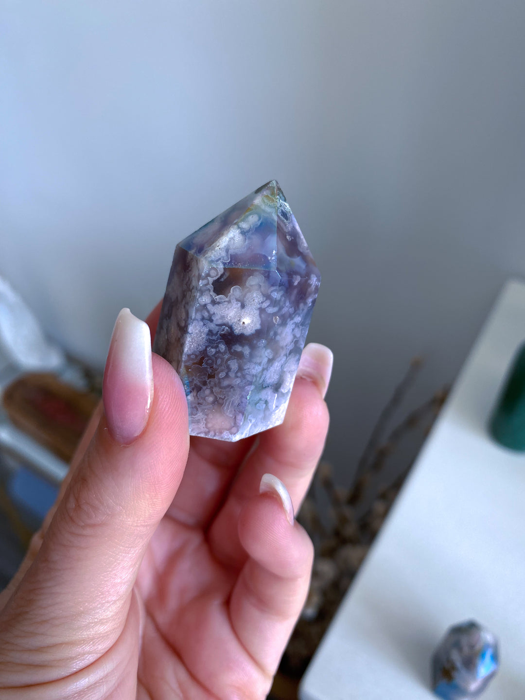 Imperfect Angel Aura Flower Agate Quartz Tower