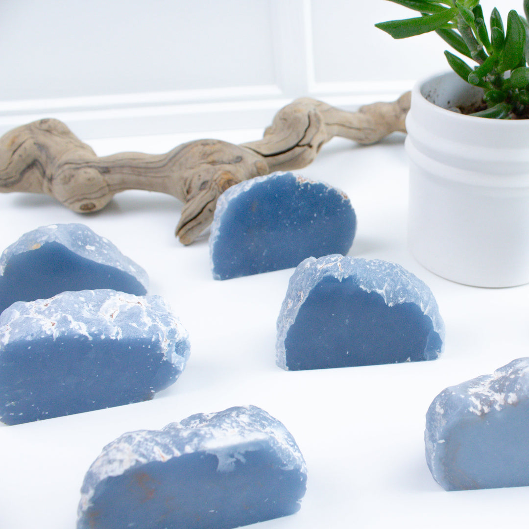 Angelite Slice, Raw & Polished
