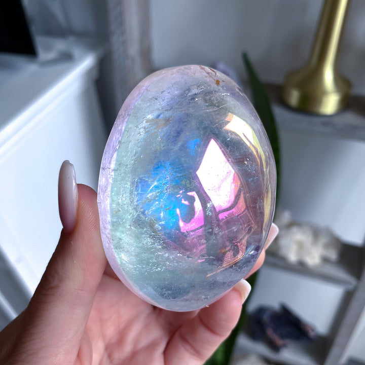 Jumbo Angel Aura Clear Quartz Palm Stone 