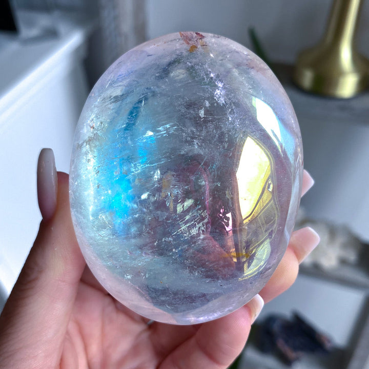 Jumbo Angel Aura Clear Quartz Palm Stone 