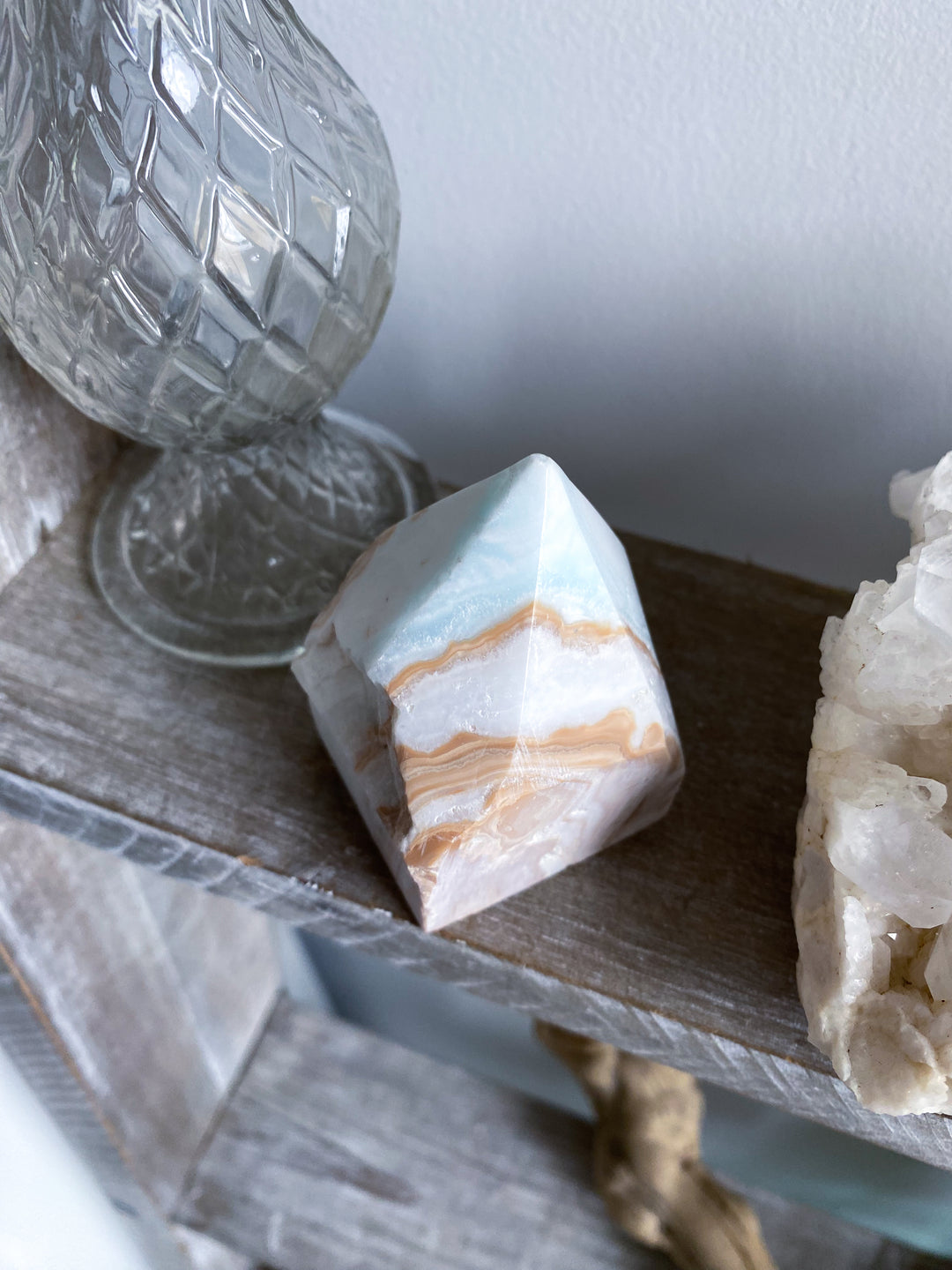 Sandy Caribbean Calcite Top Polish Chipped Tip #3