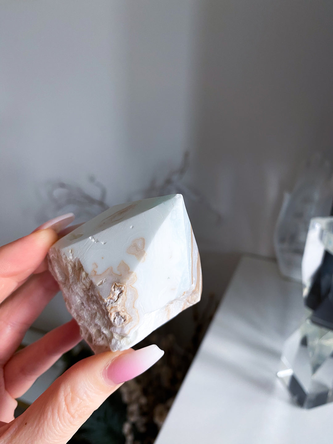 Sandy Caribbean Calcite Top Polish Chipped Tip #3