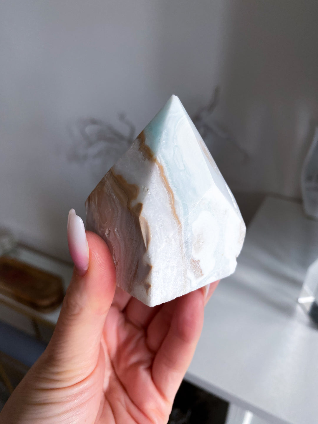 Sandy Caribbean Calcite Top Polish Chipped Tip #3